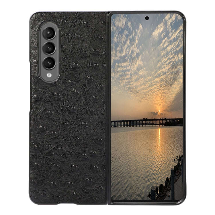 Ostrich Skin Texture Shockproof Protective Leather Case, For Samsung Galaxy Z Fold3 5G