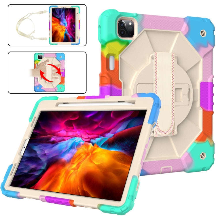 Contrast Color Robot Shockproof Silicon + PC Protective Case with Holder & Shoulder Strap For iPa...