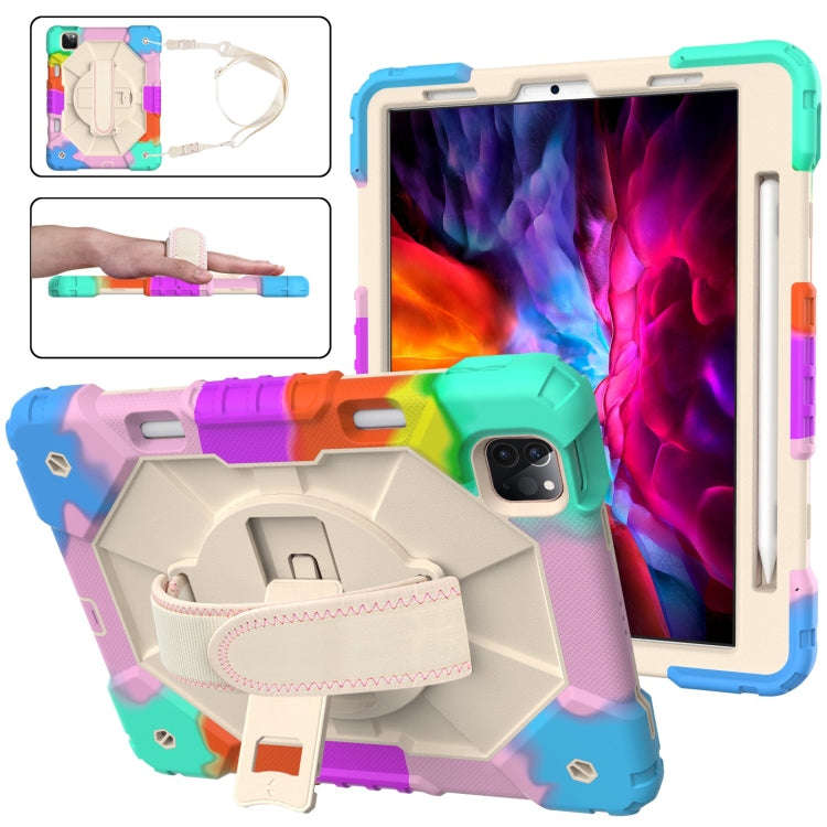 Contrast Color Robot Shockproof Silicon + PC Protective Case with Holder & Shoulder Strap For iPa...