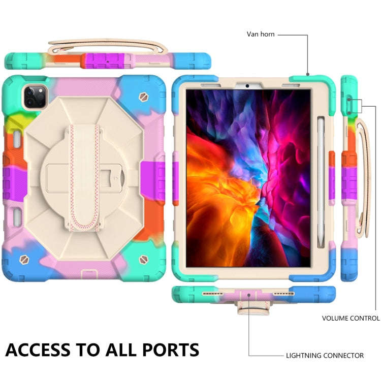 Contrast Color Robot Shockproof Silicon + PC Protective Case with Holder & Shoulder Strap For iPa...