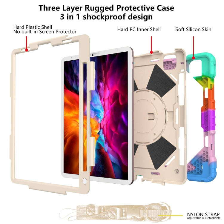 Contrast Color Robot Shockproof Silicon + PC Protective Case with Holder & Shoulder Strap For iPa...