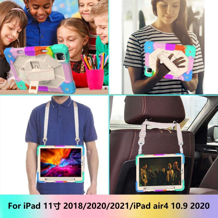 Contrast Color Robot Shockproof Silicon + PC Protective Case with Holder & Shoulder Strap For iPa...