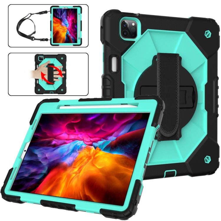Contrast Color Robot Shockproof Silicon + PC Protective Case with Holder & Shoulder Strap For iPa...