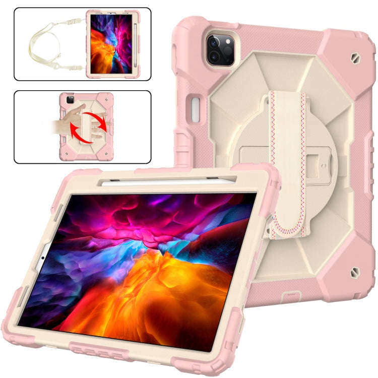 Contrast Color Robot Shockproof Silicon + PC Protective Case with Holder & Shoulder Strap For iPa...