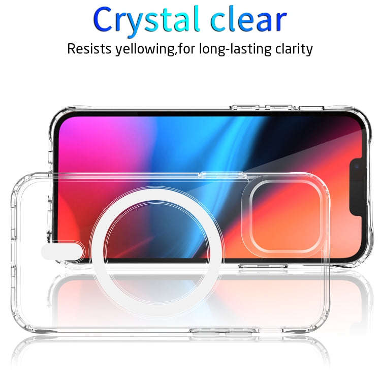Magsafe Case Magnetic Ring Clear Crystal Acrylic +TPU Four-corner Airbag Shockproof Case, For iPh...