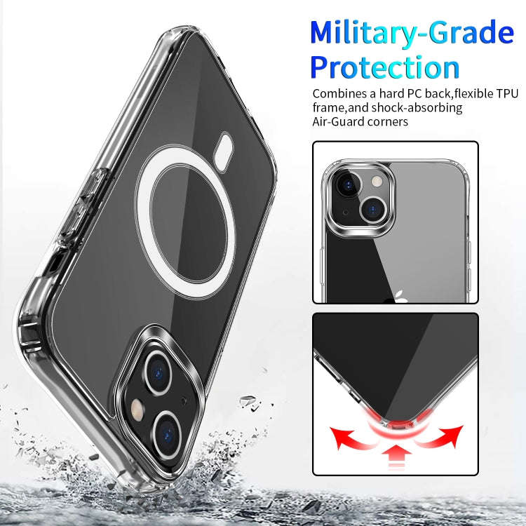 Magsafe Case Magnetic Ring Clear Crystal Acrylic +TPU Four-corner Airbag Shockproof Case, For iPh...