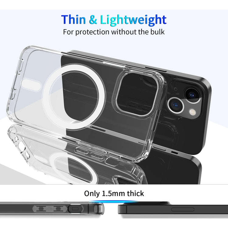 Magsafe Case Magnetic Ring Clear Crystal Acrylic +TPU Four-corner Airbag Shockproof Case, For iPh...