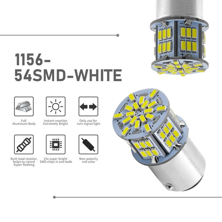 1 Pair E0052 9-14V 1156-54SMD-2835 6000K 1080LM White Light Car Decoding Turn Signal Reversing Li...