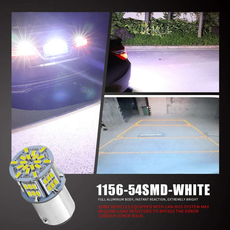 1 Pair E0052 9-14V 1156-54SMD-2835 6000K 1080LM White Light Car Decoding Turn Signal Reversing Li...