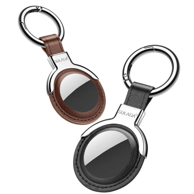 SULADA Leather Protective Cover Case with Switchable Keychain Ring For AirTag 2nd Gen / AirTag 1s...