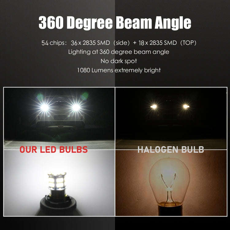 1 Pair E0052 9-14V 1157-54SMD-2835 6000K 1080LM White Light Car Decoding Brake Driving Light, E0053