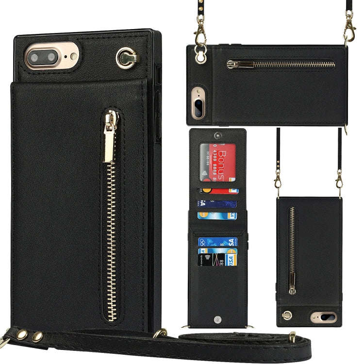 Cross-body Zipper Square TPU+PU Back Cover Case with Holder & Card Slots & Wallet & Strap, For iP...