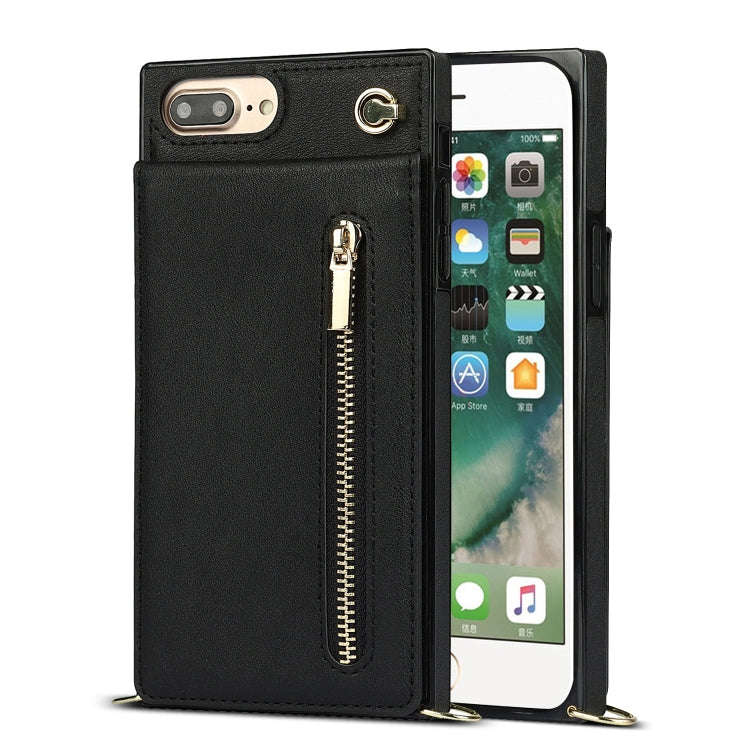 Cross-body Zipper Square TPU+PU Back Cover Case with Holder & Card Slots & Wallet & Strap, For iP...