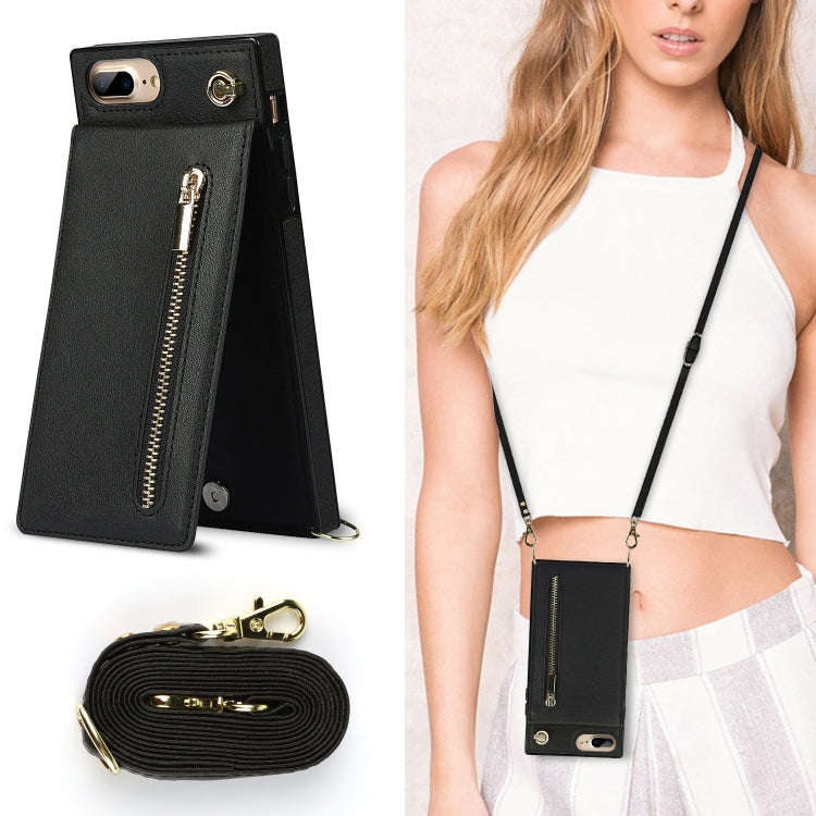 Cross-body Zipper Square TPU+PU Back Cover Case with Holder & Card Slots & Wallet & Strap, For iP...