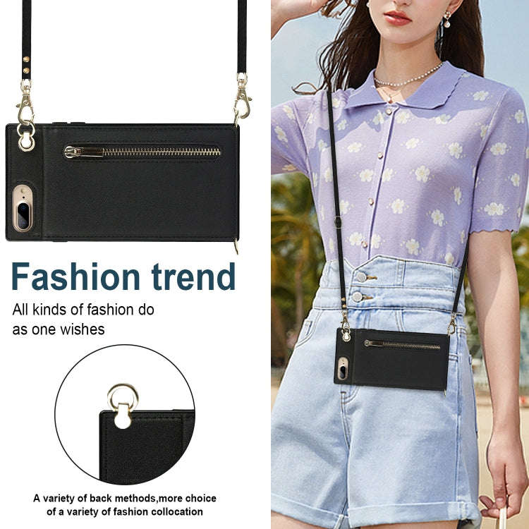 Cross-body Zipper Square TPU+PU Back Cover Case with Holder & Card Slots & Wallet & Strap, For iP...