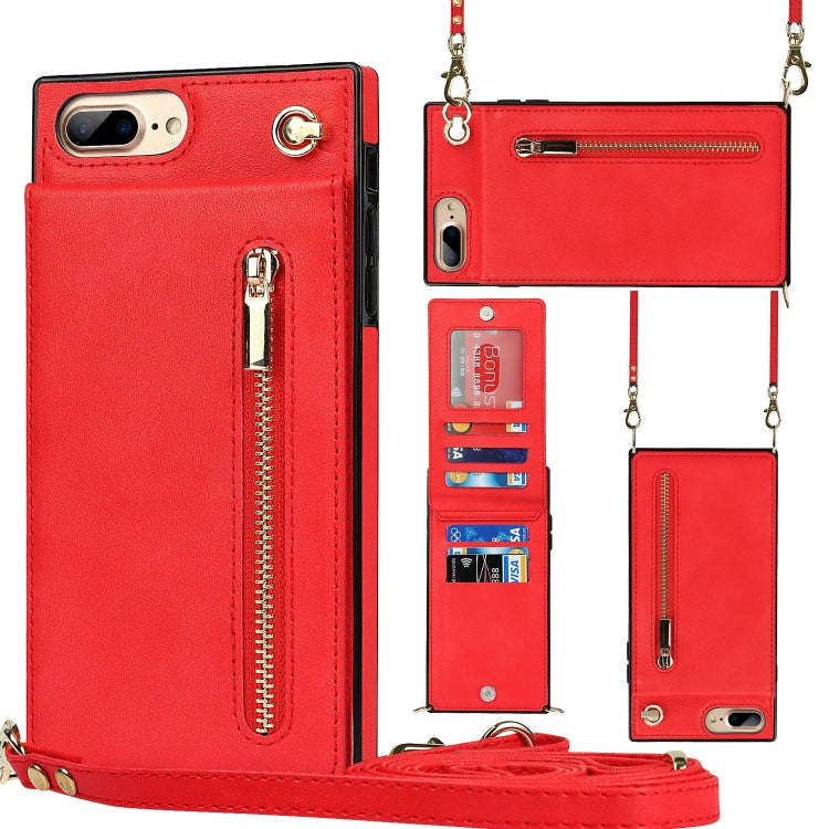 Cross-body Zipper Square TPU+PU Back Cover Case with Holder & Card Slots & Wallet & Strap, For iP...