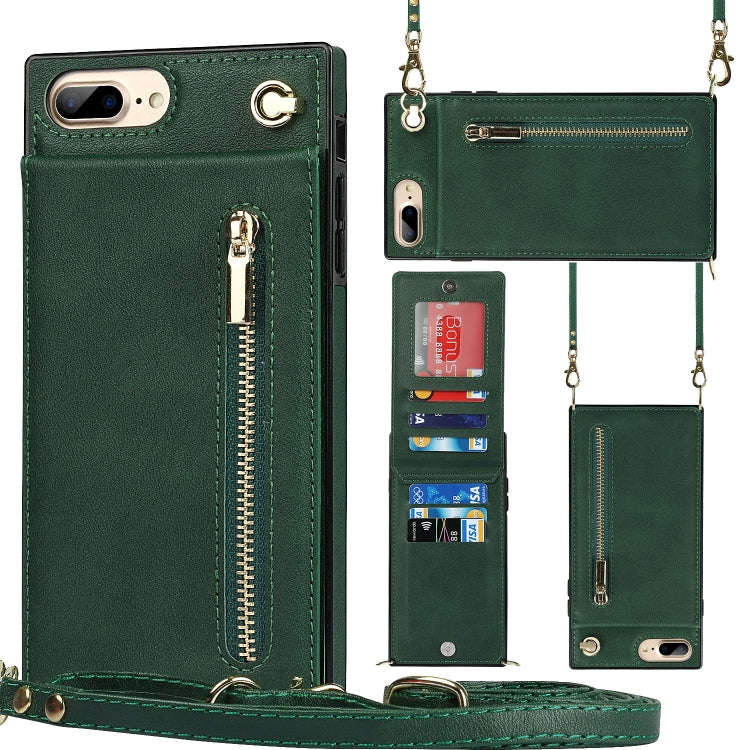 Cross-body Zipper Square TPU+PU Back Cover Case with Holder & Card Slots & Wallet & Strap, For iP...