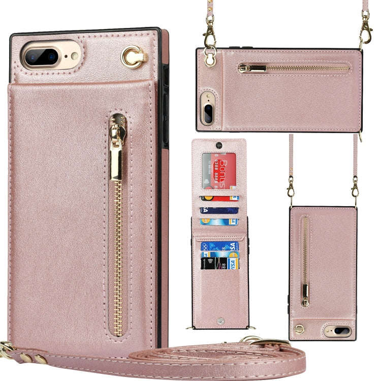 Cross-body Zipper Square TPU+PU Back Cover Case with Holder & Card Slots & Wallet & Strap, For iP...