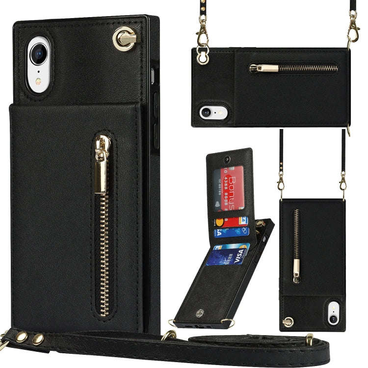 Cross-body Zipper Square TPU+PU Back Cover Case with Holder & Card Slots & Wallet & Strap, For iP...