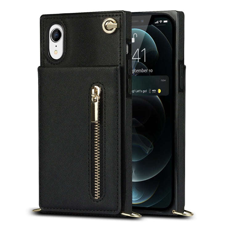 Cross-body Zipper Square TPU+PU Back Cover Case with Holder & Card Slots & Wallet & Strap, For iP...