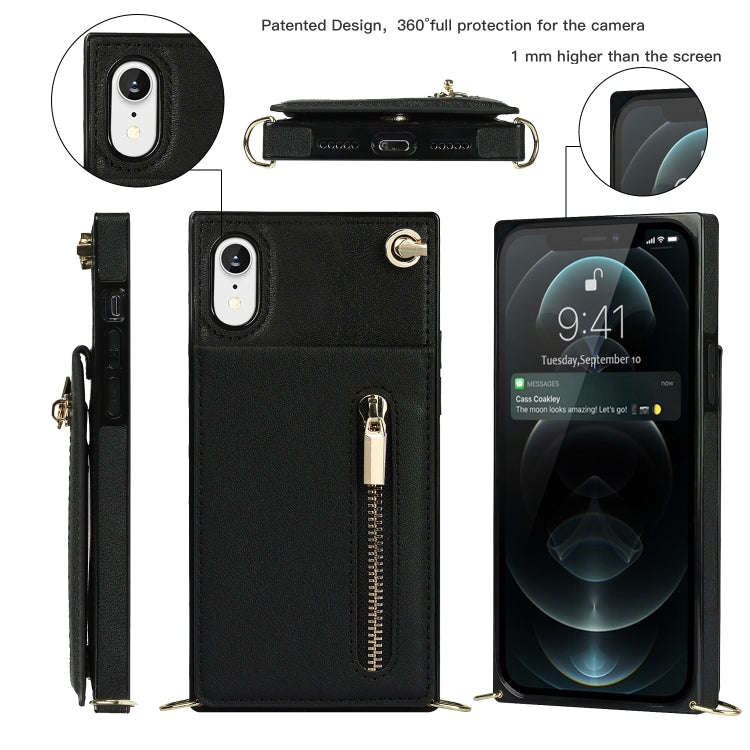 Cross-body Zipper Square TPU+PU Back Cover Case with Holder & Card Slots & Wallet & Strap, For iP...
