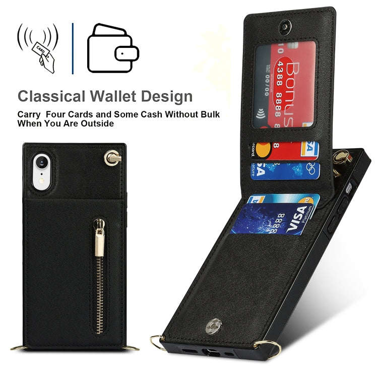 Cross-body Zipper Square TPU+PU Back Cover Case with Holder & Card Slots & Wallet & Strap, For iP...