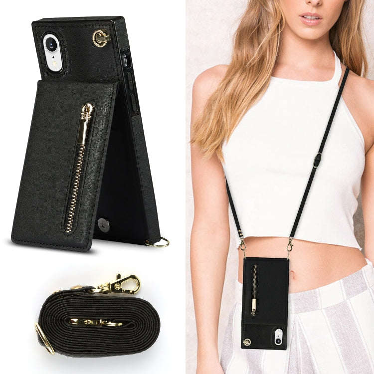 Cross-body Zipper Square TPU+PU Back Cover Case with Holder & Card Slots & Wallet & Strap, For iP...