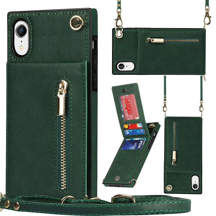 Cross-body Zipper Square TPU+PU Back Cover Case with Holder & Card Slots & Wallet & Strap, For iP...