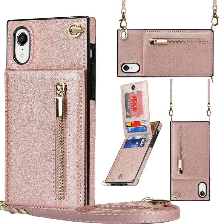 Cross-body Zipper Square TPU+PU Back Cover Case with Holder & Card Slots & Wallet & Strap, For iP...