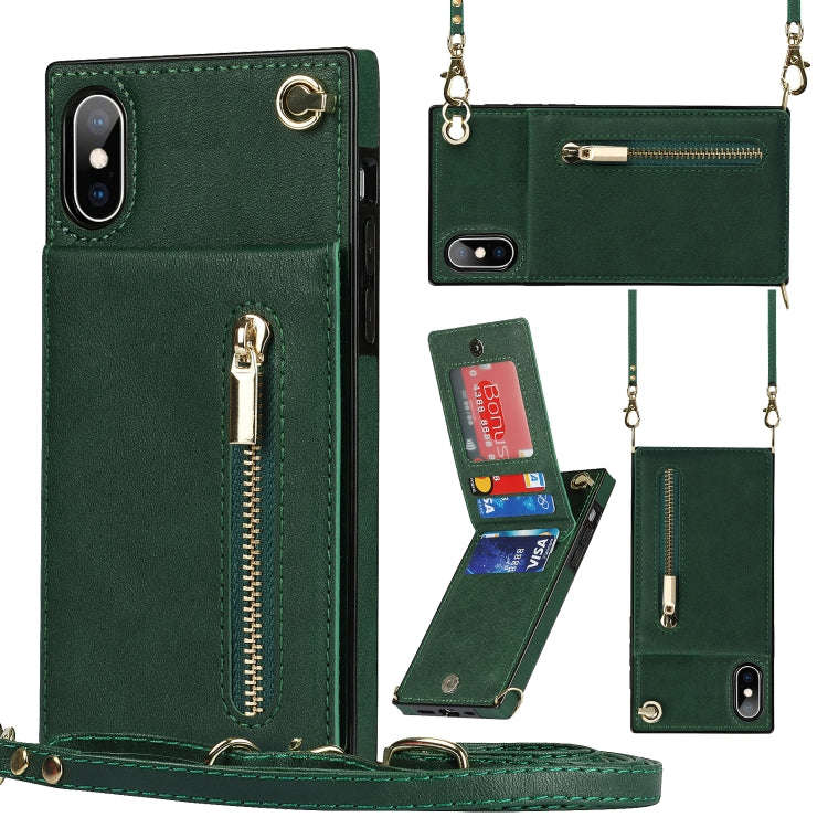 Cross-body Zipper Square TPU+PU Back Cover Case with Holder & Card Slots & Wallet & Strap, For iP...