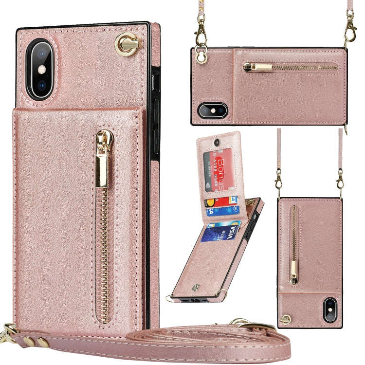 Cross-body Zipper Square TPU+PU Back Cover Case with Holder & Card Slots & Wallet & Strap, For iP...