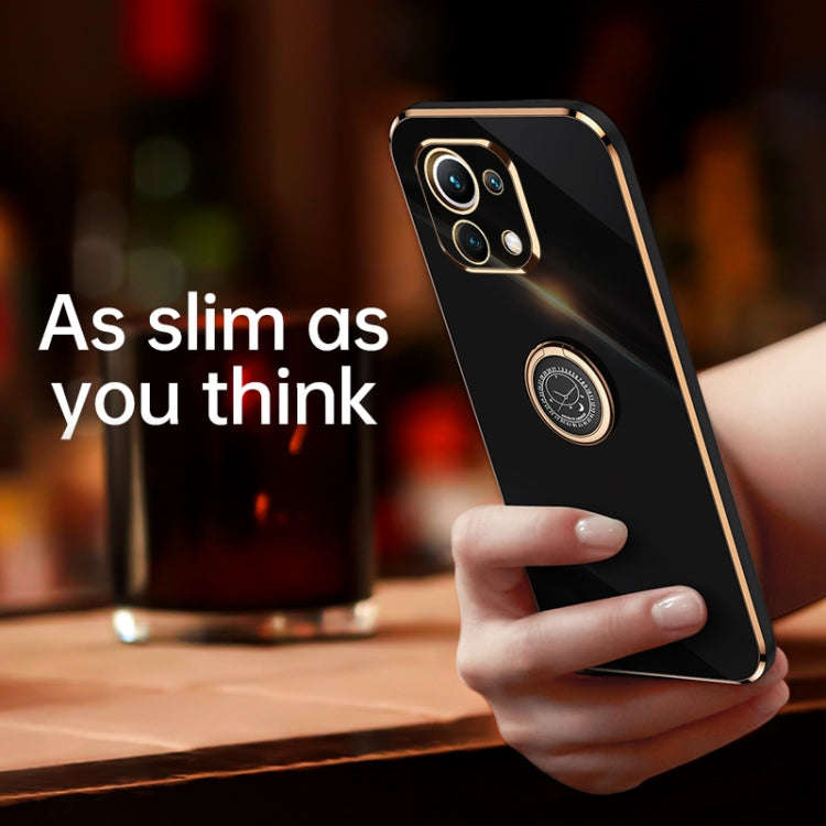 XINLI Straight Edge 6D Electroplate TPU Phone Case with Ring Holder, For Xiaomi Mi 11 Lite, For X...