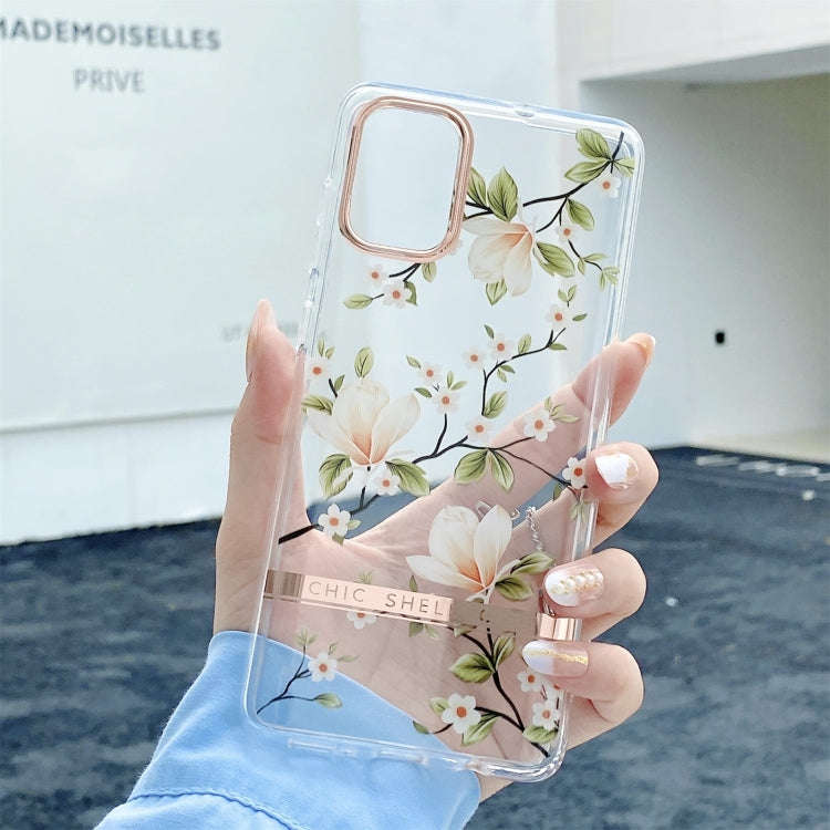 High Translucent Electroplating Flower Pattern TPU + PC Shockproof Case, For Samsung Galaxy A51 5...