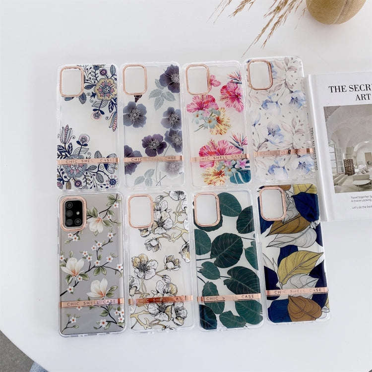 High Translucent Electroplating Flower Pattern TPU + PC Shockproof Case, For Samsung Galaxy A51 5...