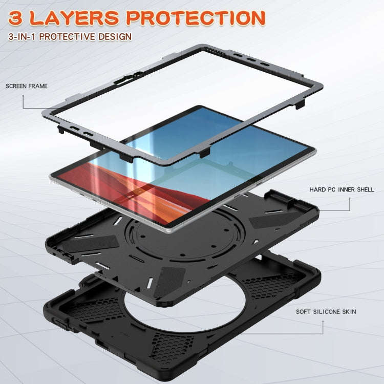 Silicone + PC Protective Case with Holder & Shoulder Strap, For Microsoft Surface Pro X / Pro X 2...