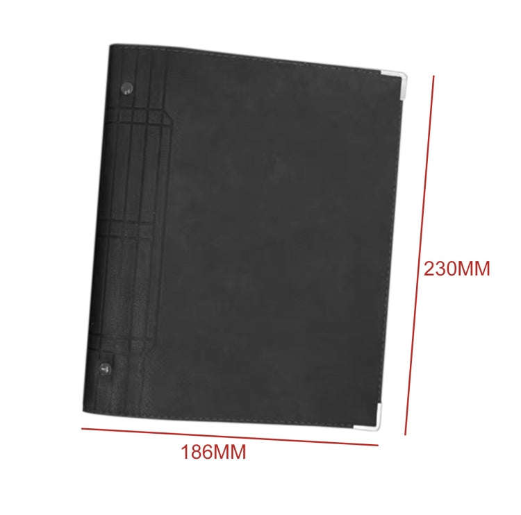 A5 Faux Leather Loose-leaf Grid Notebook, Checkered Core, Blank Inner Core, Cornell Horizontal Wi...