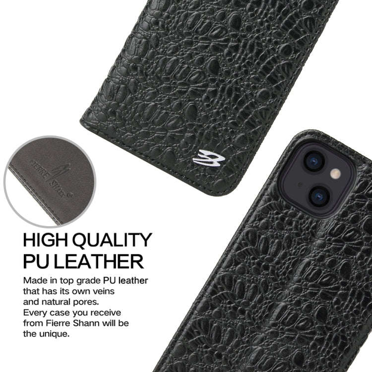 Fierre Shann Crocodile Texture Magnetic Horizontal Flip Genuine Leather Case with Holder & Card S...