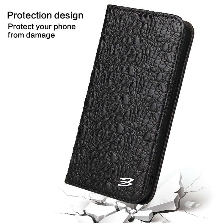Fierre Shann Crocodile Texture Magnetic Horizontal Flip Genuine Leather Case with Holder & Card S...