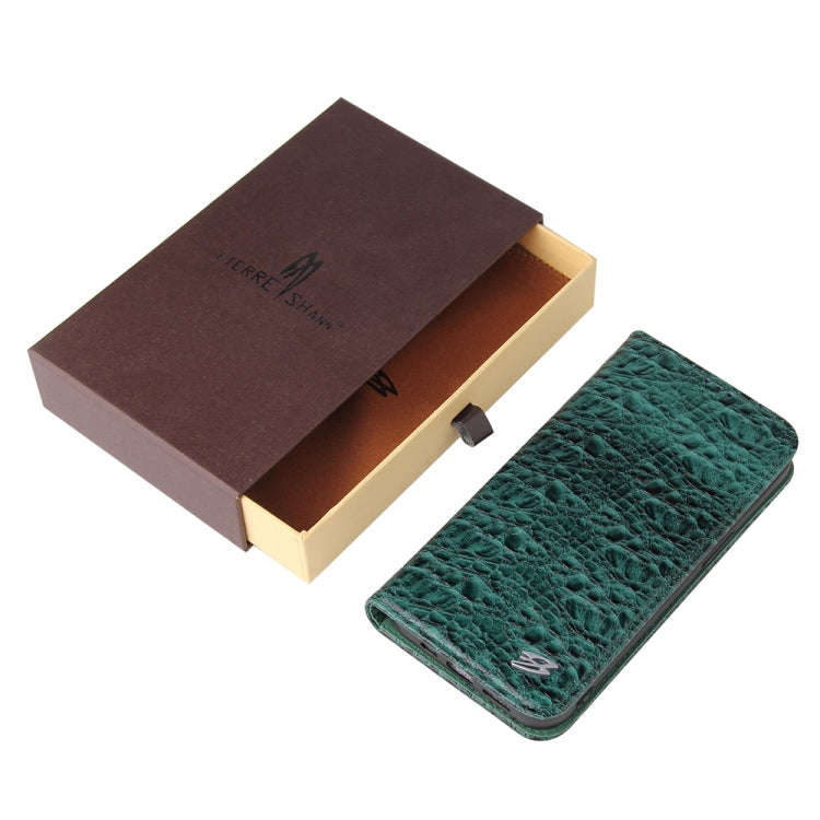 Fierre Shann Crocodile Texture Magnetic Horizontal Flip Genuine Leather Case with Holder & Card S...