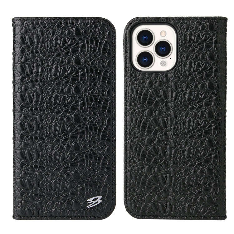Fierre Shann Crocodile Texture Magnetic Horizontal Flip Genuine Leather Case with Holder & Card S...