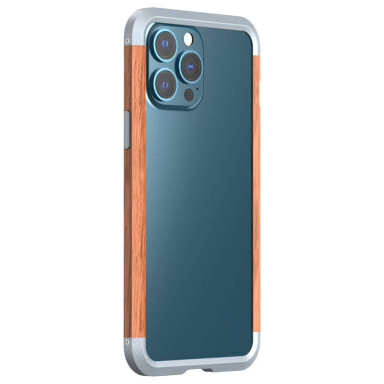 R-JUST Shockproof Iron + Wood Bumper Protective Case, For iPhone 13 Pro Max
