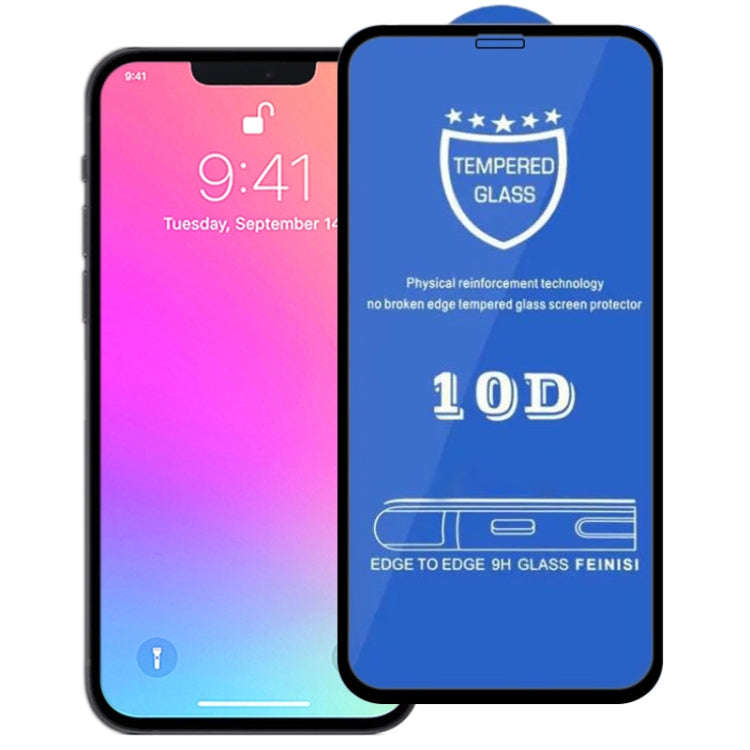 9H 10D Full Screen Tempered Glass Screen Protector, For iPhone 13 mini  (Black) (1 PC), For iPhon...