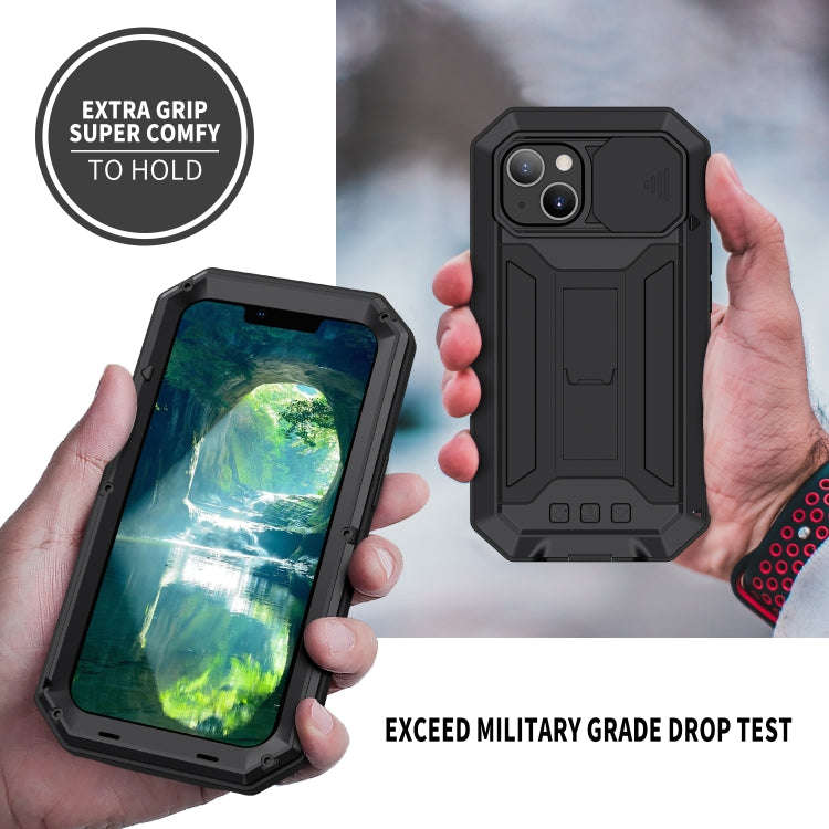 R-JUST Sliding Camera Shockproof Waterproof Dust-proof Metal + Silicone Protective Case with Hold...