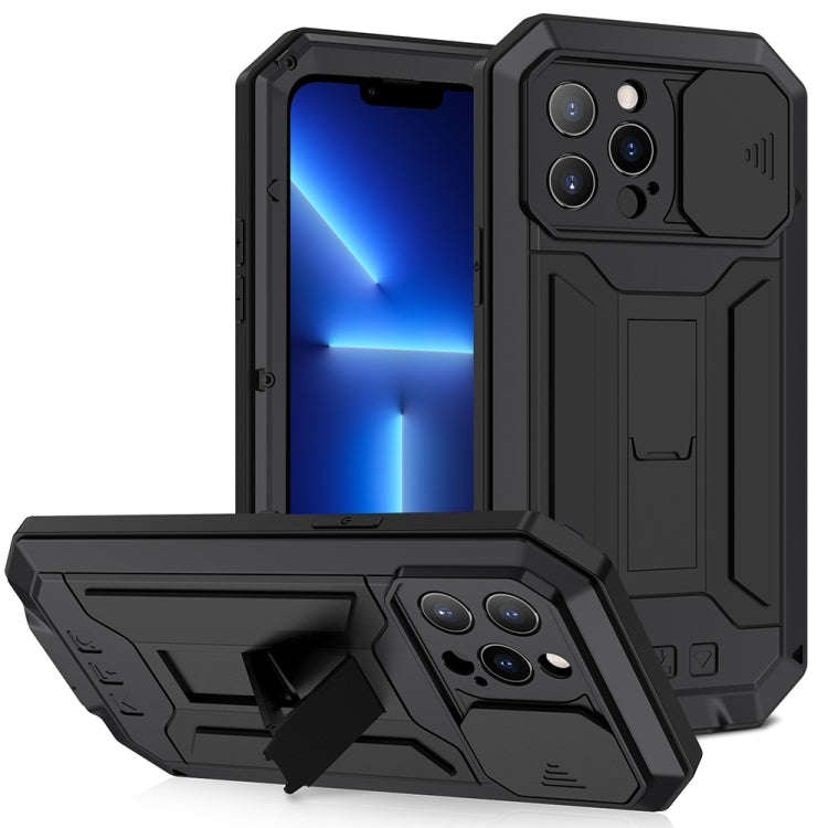 R-JUST Sliding Camera Shockproof Waterproof Dust-proof Metal + Silicone Protective Case with Hold...