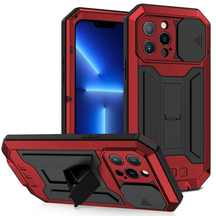 R-JUST Sliding Camera Shockproof Waterproof Dust-proof Metal + Silicone Protective Case with Hold...