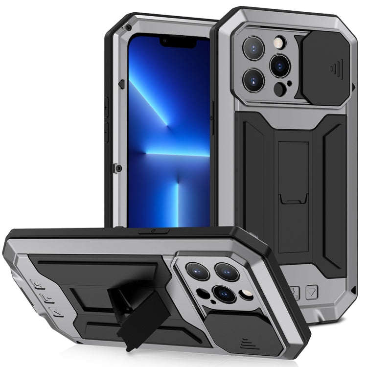 R-JUST Sliding Camera Shockproof Waterproof Dust-proof Metal + Silicone Protective Case with Hold...