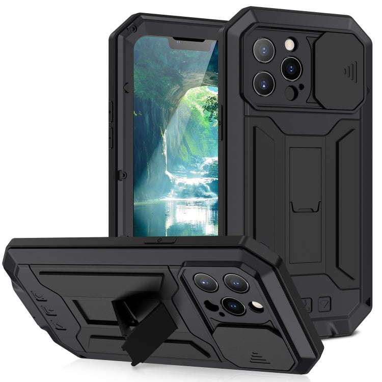 R-JUST Sliding Camera Shockproof Waterproof Dust-proof Metal + Silicone Protective Case with Hold...