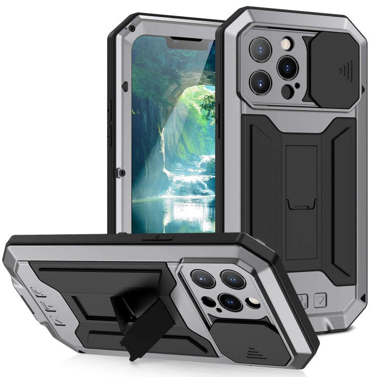 R-JUST Sliding Camera Shockproof Waterproof Dust-proof Metal + Silicone Protective Case with Hold...