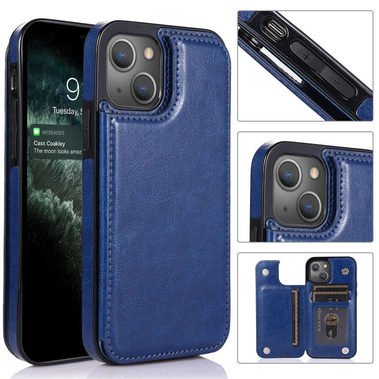 Double Buckle Shockproof PU Protective Case with Card Slots & Holder, For iPhone 13, For  iPhone ...