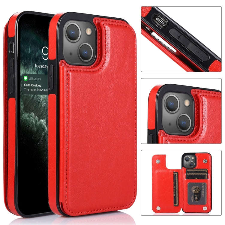 Double Buckle Shockproof PU Protective Case with Card Slots & Holder, For iPhone 13, For  iPhone ...